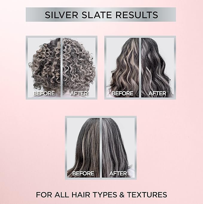 L'Oreal Paris Le Color Gloss One Step Toning Gloss, In-Shower Hair Toner with Deep Conditioning Treatment Formula for Gray Hair, Silver Slate, 1 Kit