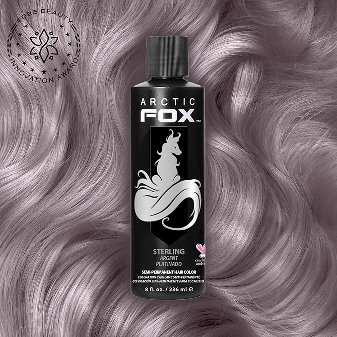 Arctic Fox Semi-Permanent Hair Dye, Vegan & Cruelty-Free, Pastel Silver Toner for Platinum Blonde, Conditioning Formula, Ammonia & Peroxide Free, STERLING, 8 Fl Oz (Pack of 2)