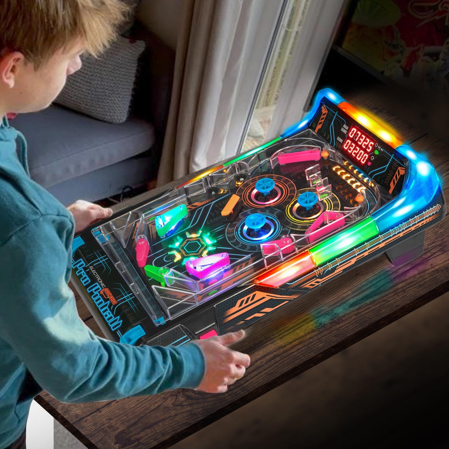 Merchant Ambassador Electronic Arcade Pro Pinball - Light & Sound Tabletop Game, Dual LED Scoreboard, 10 Professional-Grade Features, Adults Kids Age 6+