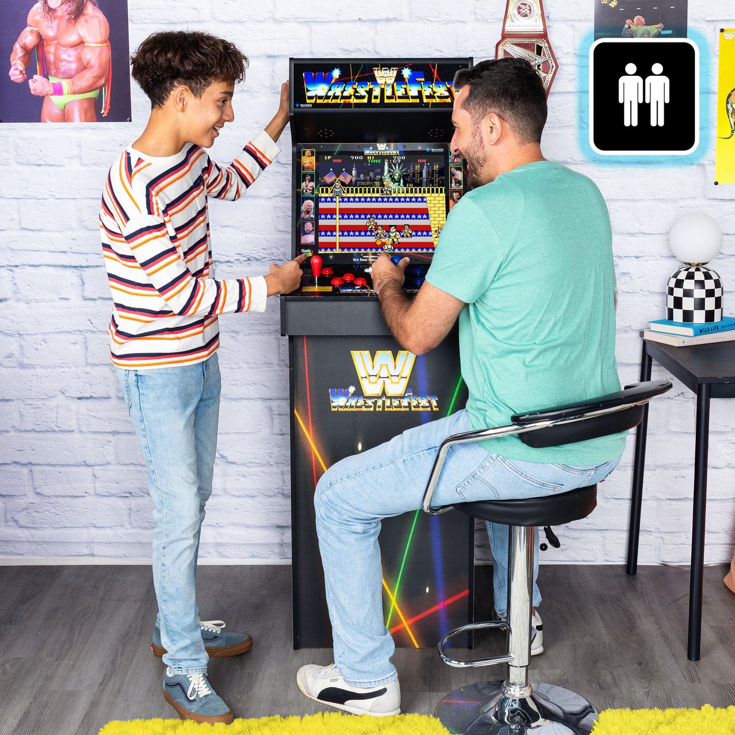 Arcade Classics - WWE Ultra Series Game Machine, 5 Games, 17" Liquid Crystal Screen - Indoor Cabinet, Retro, Gaming Console, Basement Decoration, Man Cave