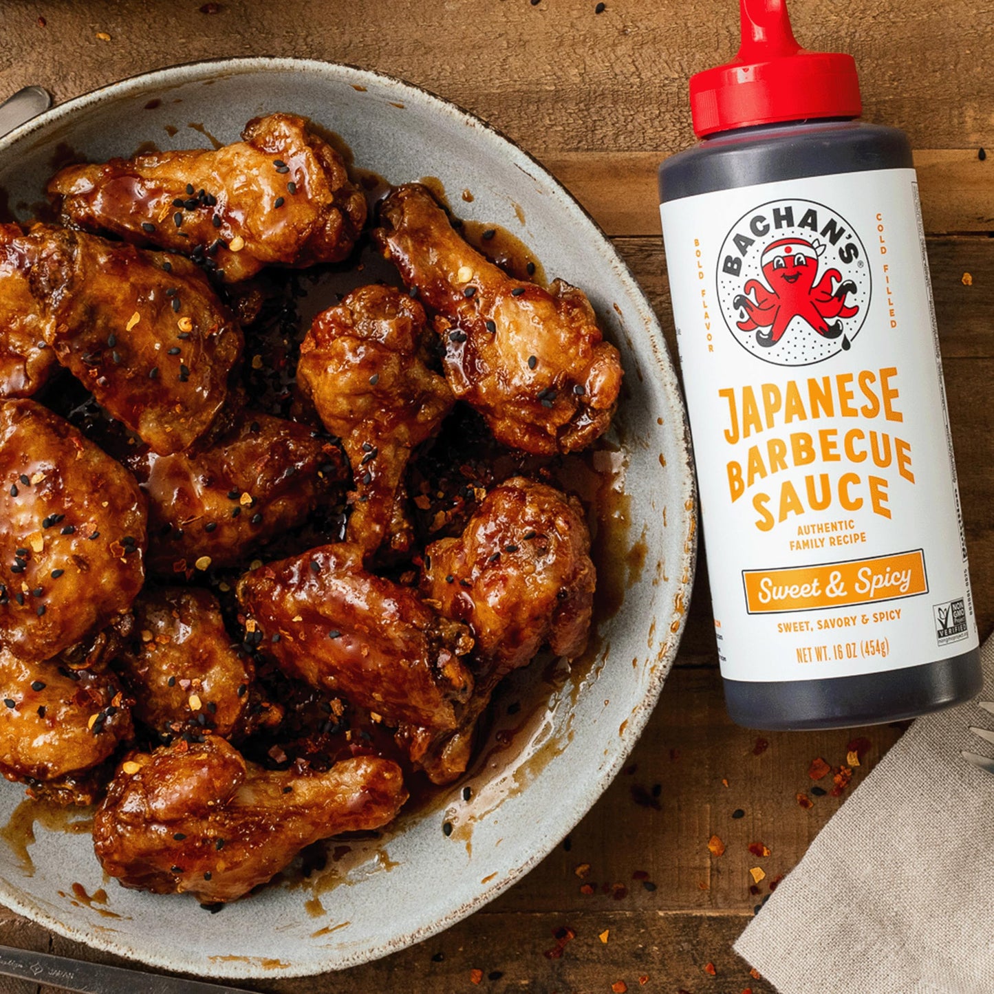 Bachan's Japanese Barbecue Sauce 4 Pack - 1 OG, 1 Spicy, 1 Yuzu Citrus, 1 Sweet Honey Mini - BBQ Sauce for Wings, Chicken, Beef, Pork, Seafood, Noodles, and More. Non GMO, No Preservatives, BPA free
