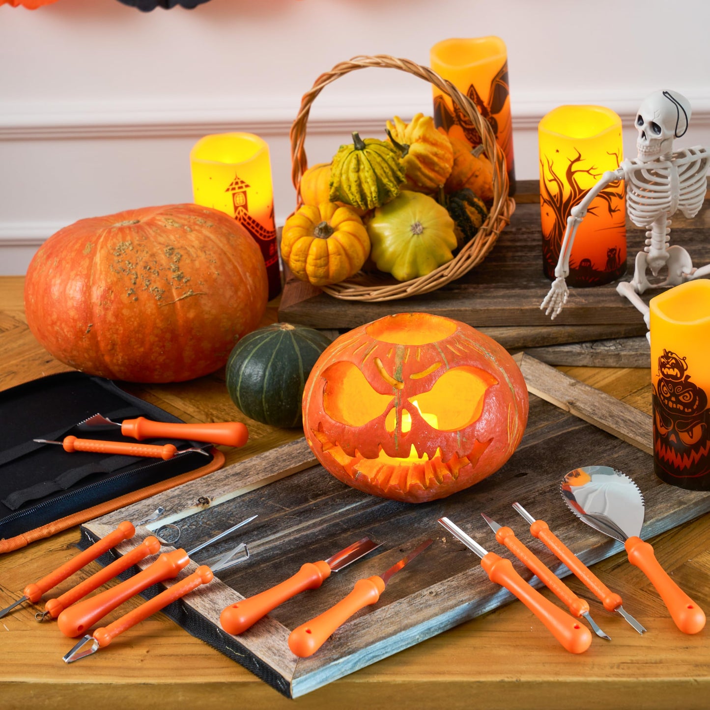 JOYIN 12 Pcs Halloween Pumpkin Carving Kit Tools, Professional Carving Set with Handbag, 12 Stainless Steel Double-sided Sculpting Tool for Kids DIY Jack-o-Lantern Party Decor Family Craft Supplies