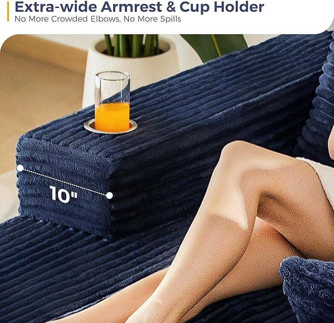 MAXYOYO 132" Giant U-Shaped Modular Sectional Couch, Modern Boneless Couch for Living Room, Sofa in A Box, Oversized Sofa Sleeper with Deep Seat, No Assembly Required, Navy