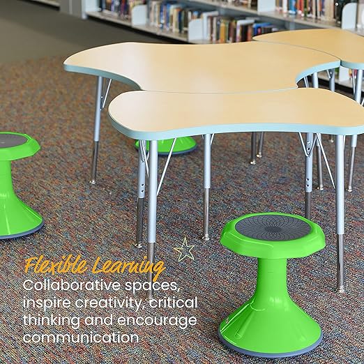 ECR4Kids ACE Active Core Engagement Wobble Stool, 15-Inch Seat Height, Flexible Seating, Grassy Green