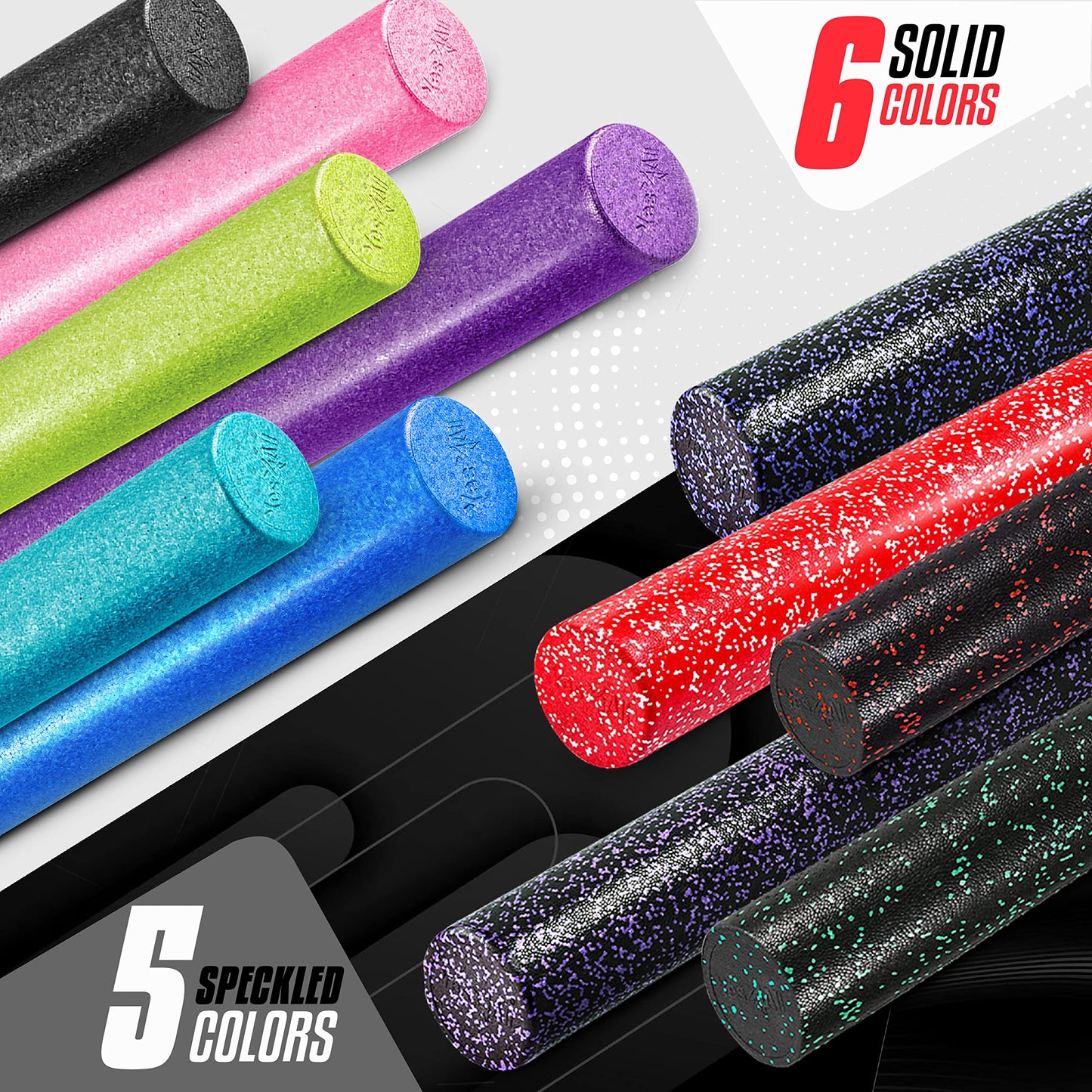 Yes4All High-Density Foam Roller for Back Pain Relief, Yoga, Exercise, Physical Therapy, Muscle Deep Tissue Massage 12-18-24-36- Red Snow - 12 Inches