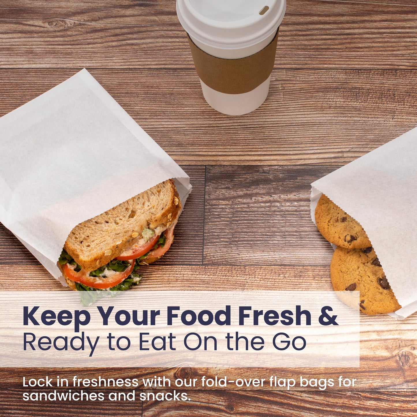 Fit Meal Prep 1000 Pack Paper Sandwich Bags 7 x 6”, Greaseproof Snack Bags, Food Grade Pastry Bag, Recyclable Small Paper Bags, Cookie Sleeves, Food Packaging for Bakery, Donuts