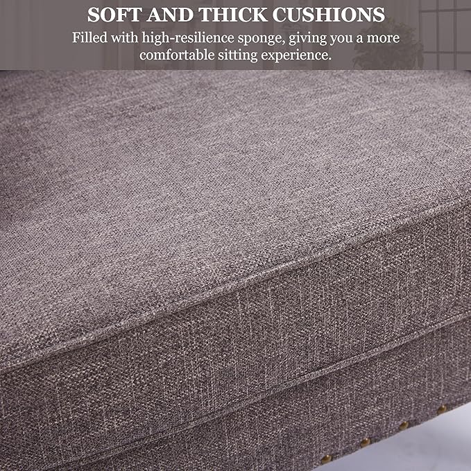 HUIMO Tufted Club Chair Set of 2 with Lumbar Pillow,Accent Chair Upholstered Button Armchair, Linen Fabric Sofa Chairs for Bedroom, Living Room, Mid Century Modern with Reading Chair (2, Gray)