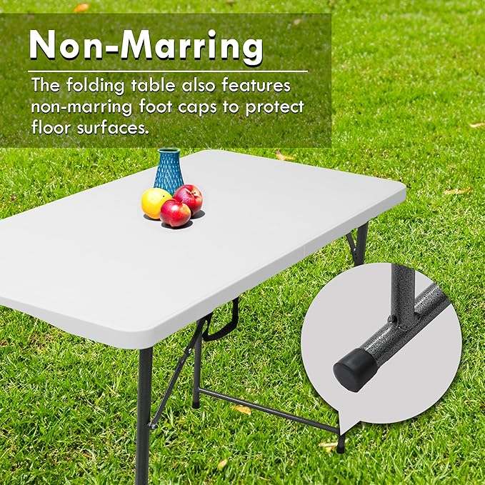 Plainsity 4ft Table, Adjustable Height Table with Foldable, Easy to Carry, for Family Gatherings, Outdoor Gatherings, Indoor