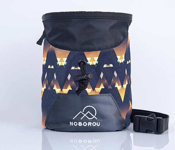 Noborou Chalk Bag for Rock Climbing + Crossfit + Weightlifting | Bouldering Chalk Bag | Wide Opening | Large Zippered Pock...