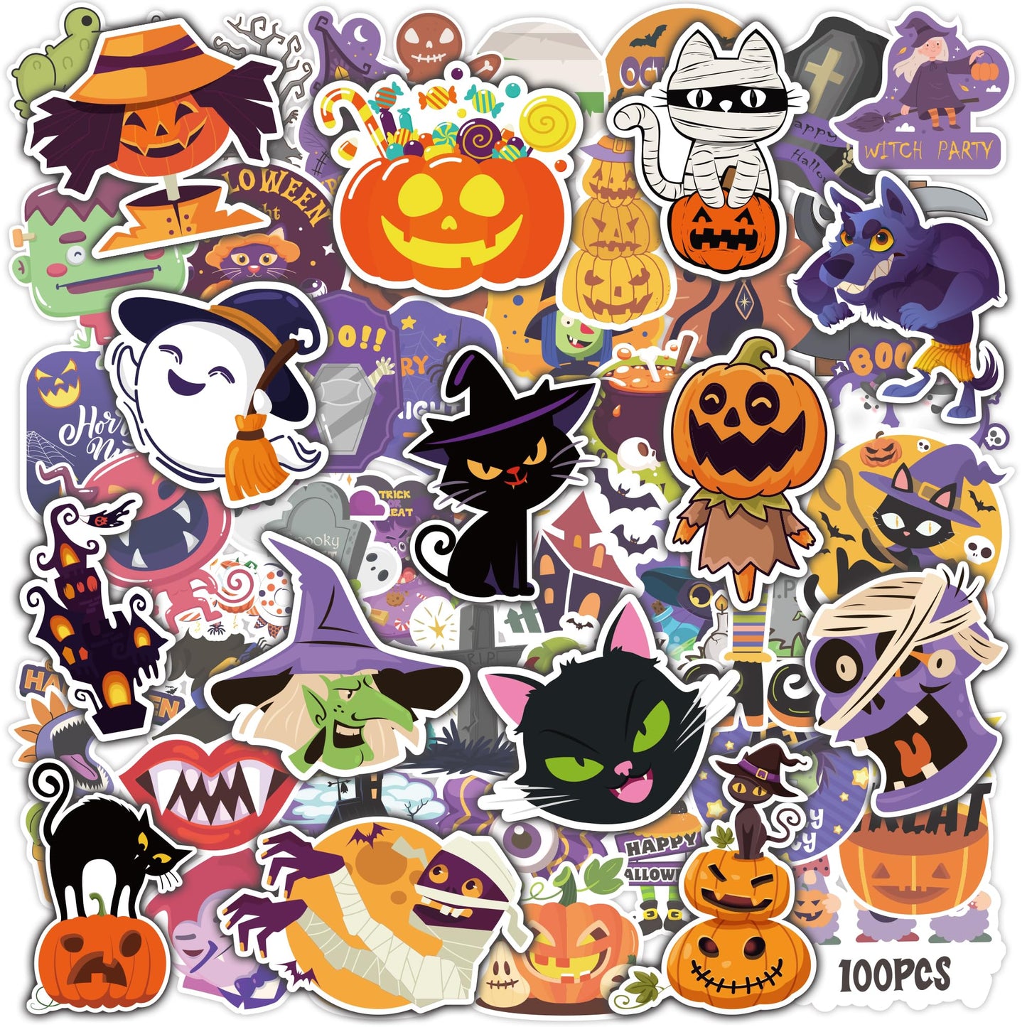 OHOME Halloween Stickers | 100 PCS Halloween Party Favors - Halloween Games Toys Gifts Party Supplies - Crafts Accessories Treats Bulk for Classroom