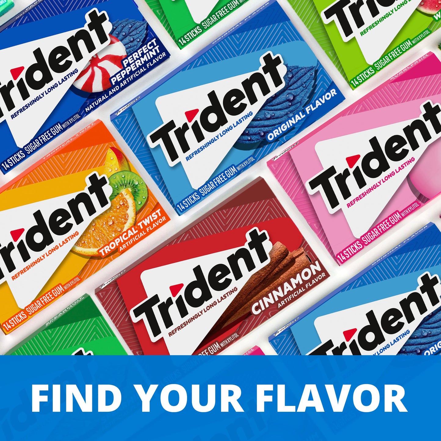 Trident Bubblegum Sugar-Free Chewing Gum, 12 Packs of 14 Pieces (168 Total Pieces)