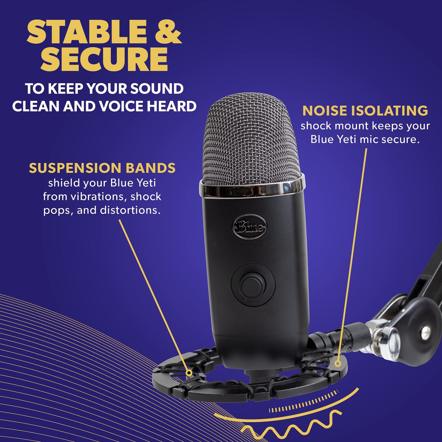 Auphonix Pro Microphone Shock Mount - Mic Holder Compatible W/Blue Yeti, Snowball & Pro Microphones