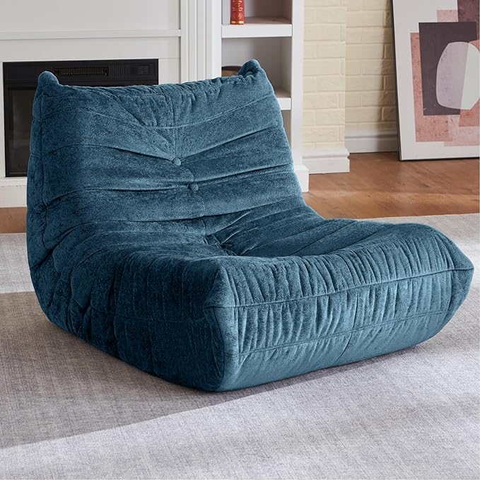 HABUTWAY Bean Bag Chair, Giant Bean Bag Chairs for Adults, Bean Bag Sofa with Filler Faux Fur, Memory Foam Bean Bag Couches Fireside Lazy Sofa for Living Room, Bedroom, Office (Navy Blue)