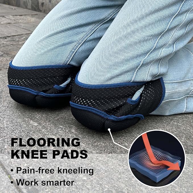 Garden Knee Pads for Men Women, Soft Knee Pad for House Cleaning Work, Comfortable Kneepads for Cleaning Floors Planting Flowers, Adjustable Knee Pads Gifts for Carpenters Painters Cleaners for Christmas, Blue M (1 pair)