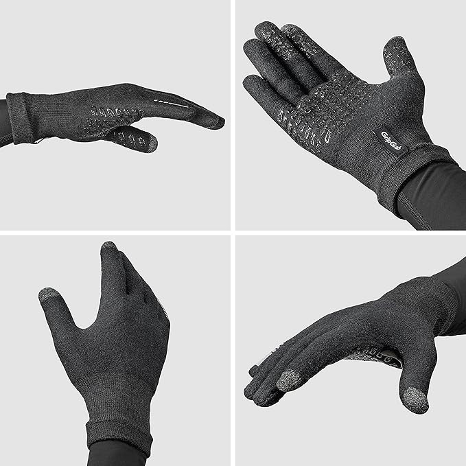 GripGrab Primavera 2 Merino Wool Spring Autumn Cycling Gloves Knitted Touchscreen Full Finger Anti Slip Bicycle Liners