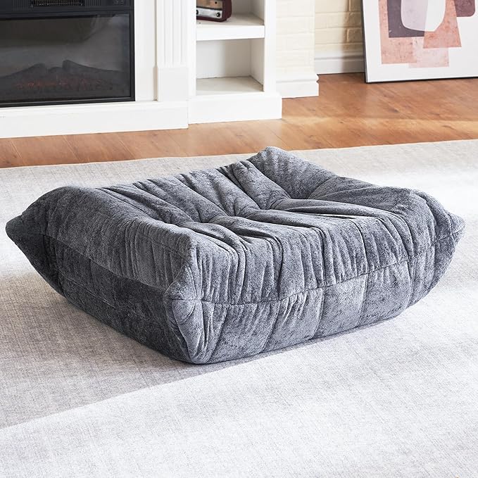 HABUTWAY Bean Bag Ottoman,Foot Rest,Fireside Chair Memory Foam Lazy Bean Bag Sofa for Living Room,Bedroom,Dorm,Office (Ottoman-Grey)