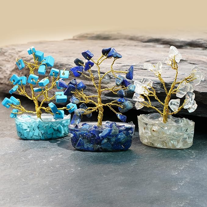 KARMAPLEDGE Healing Crystal Tree of Life Gifts for Women, Set of 12 Handmade 7 Chakra Healing Crystal Tree for Home Decor, Office Decor, Positive Energy, Money, Good Luck Gifts Mom