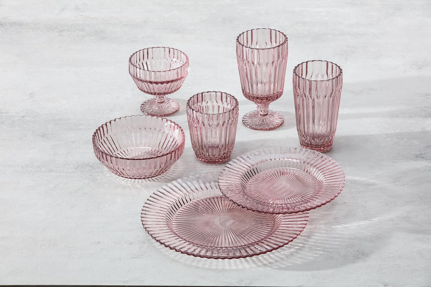 Fortessa Archie Glass Drinkware, Iced Beverage Glass (Set of 6), 14.8 Ounce, Pink