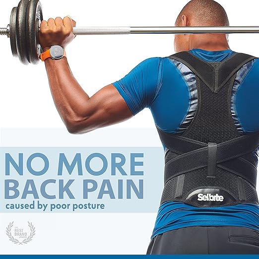 Selbite Posture Corrector for Men and Women - Back Brace for Upper and Lower Body Support - Adjustable Straightener with Pain Relief and Muscle Memory (Small)