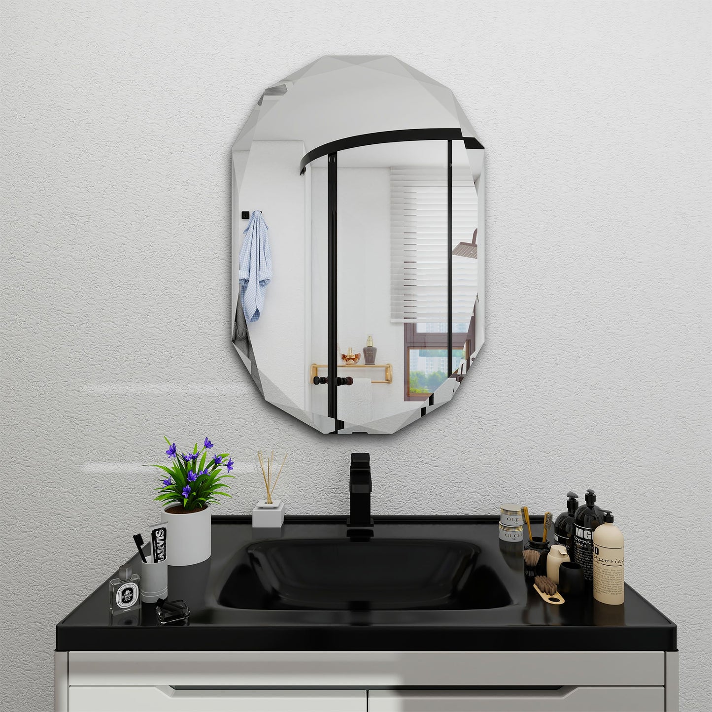 Beveled Bathroom Mirror, 30X42 Inch Single Beveled Edge Frameless, Beveled Edge Mirror，for Living Room Bedroom Entryway Mantel Hallway Decoration, Hang Horizontally or Vertically (30 * 42inch)