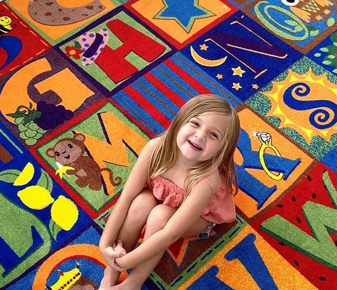 KIDCARPET.COM Letter Seating Educational Rug, 4' x 6' Rectangle, Classroom Rug for Kids | Alphabet Classroom Carpet Seating Rug | Learning Carpet for School | Area Rugs for Kids
