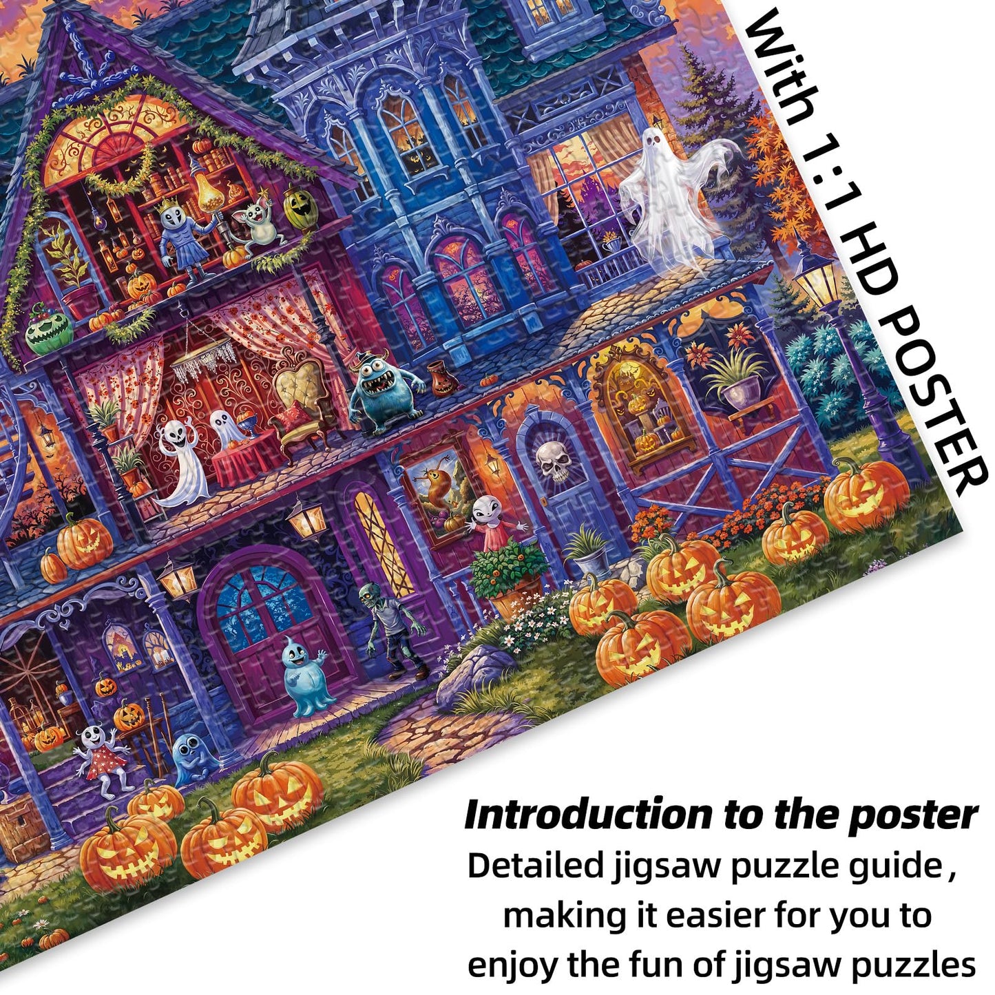 Halloween Night Jigsaw Puzzle for Adults 1000 Pieces - Monster House, Challenging Puzzle for Game Nights, for Kids Ages 14 Years and Up