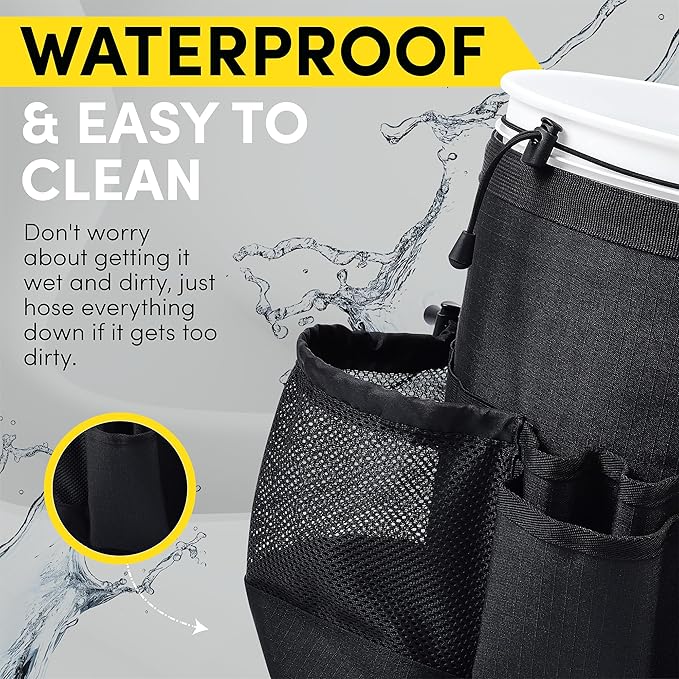 Bucket Caddy with Trash Band: Bucket Caddy for Detailing, Cars, Trucks, Motorcycles, Bikes, & House Cleaning