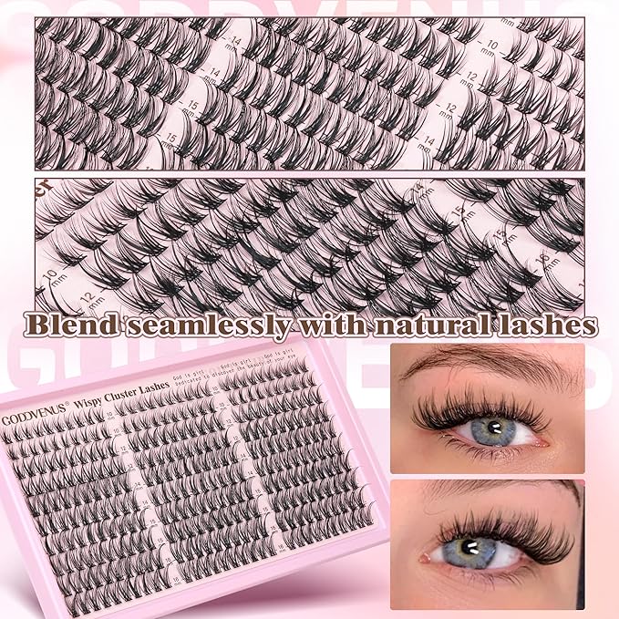 Eyelash Extensions Wispy Natural DIY C Curl Individual Lashes Clusters Black 10-16mm 300pcs