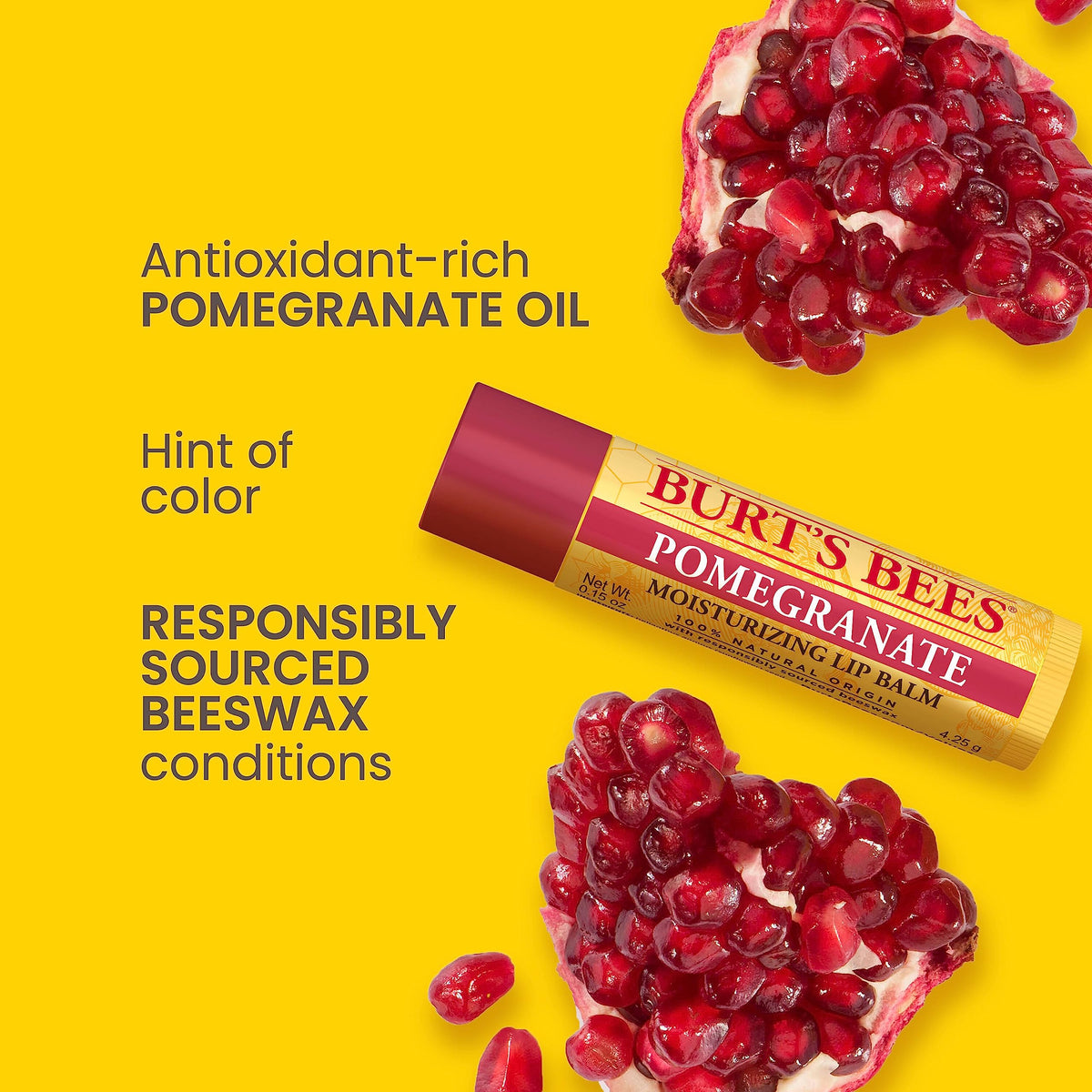 Burt's Bees Replenishing Lip Balm with Pomegranate Oil, 0.15-Ounce (Pack of 6)