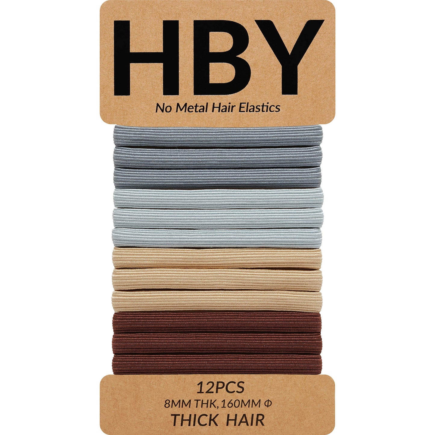 HBY Women's Hair Ties for Thick or Curly Hair. No Slip Seamless Ponytail Holders Sports Thick Hair Ties, Nertral & Versatile, 8M