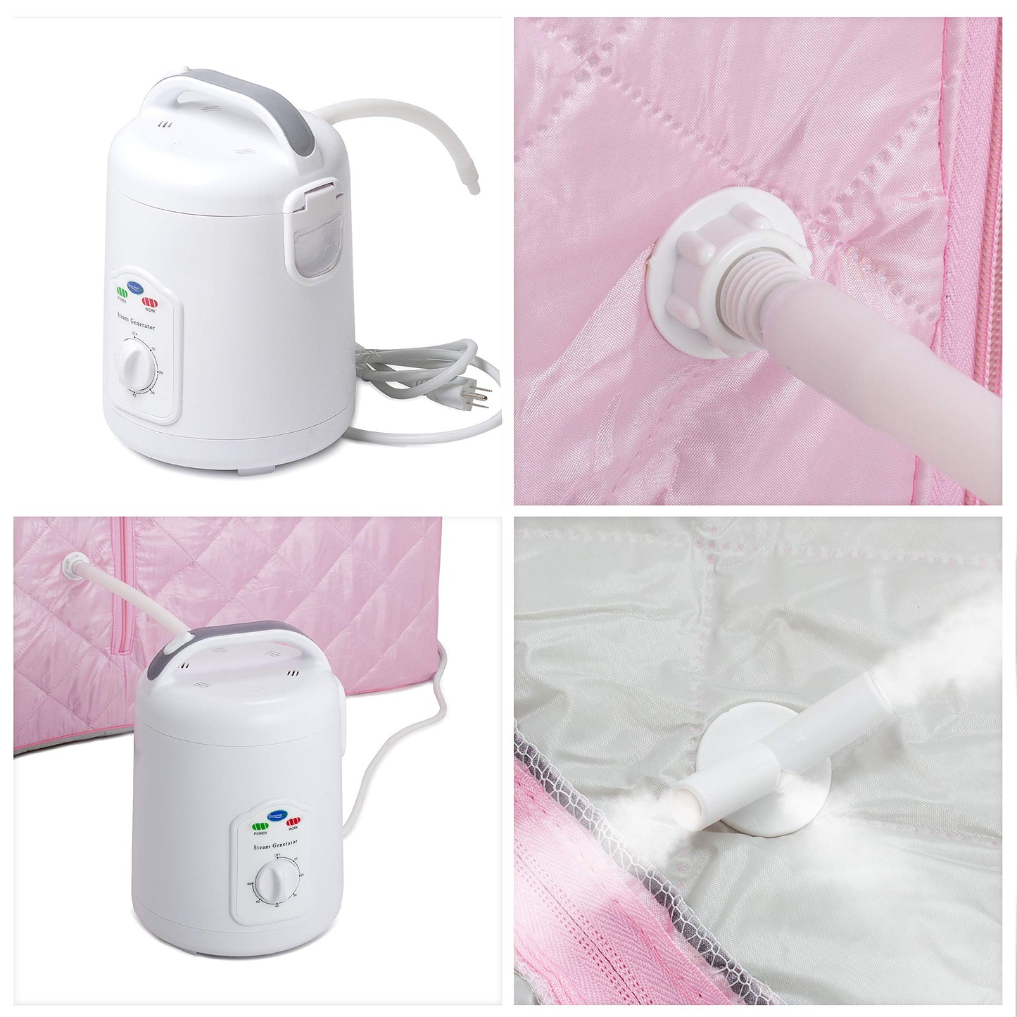 Durasage Oversized Portable Steam Sauna Spa for Home – 800W Steam Generator, 60-Minute Timer, Foldable Chair Included, Spacious Design, 1.5-Year Warranty (Light Pink)