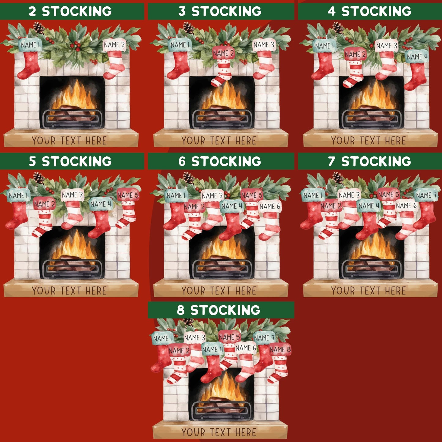 Christmas 2025 Family Ornaments Personalized - Up to 7 Names - Custom Fireplace Mantle Ornament w/Names, Family Christmas Tree Ornament, Personalized 2024 Xmas Ornaments