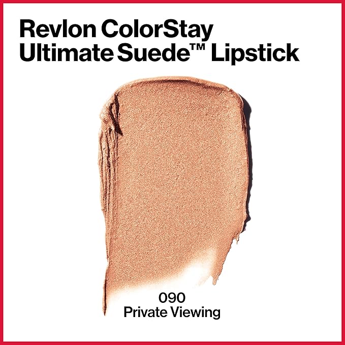 REVLON ColorStay Ultimate Suede Lipstick, Longwear Soft, Ultra-Hydrating High-Impact Lip Color, Formulated with Vitamin E, Private Viewing (090), 0.09 oz