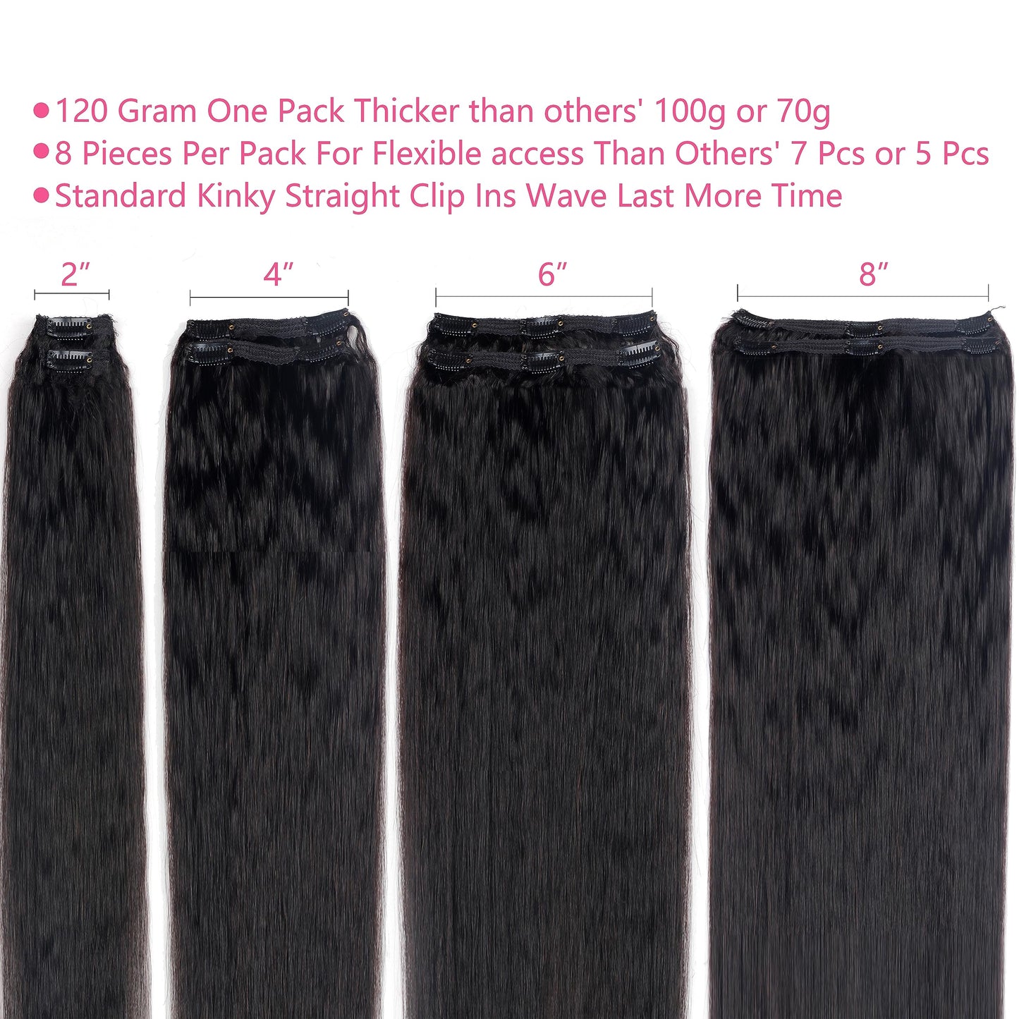 Mihugass Clip in Hair Extensions Real Human Hair Clip Ins 100% Unprocessed Brazilian Virgin Hair Clip on Hair Extensions Kinky S