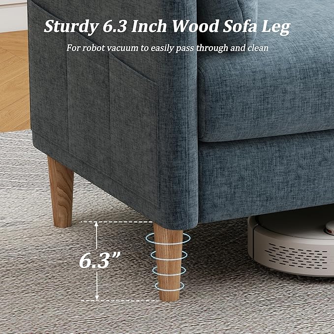 Hanherry Loveseat Sofa, 64.6" Small Couch for Living Room, Comfy Chenille Fabric Love Seat for Bedroom with Throw Pillow,Removable Cushion Cover,Couches for Small Space,Apartment,Dorm