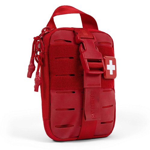 My Medic Sidekick - Camping Hiking and Backpacking First Aid Kit - 70 Items - HSA and FSA Eligible - Small Ifak Great for Travel or Motorcycle - Portable Emergency Kit – Red