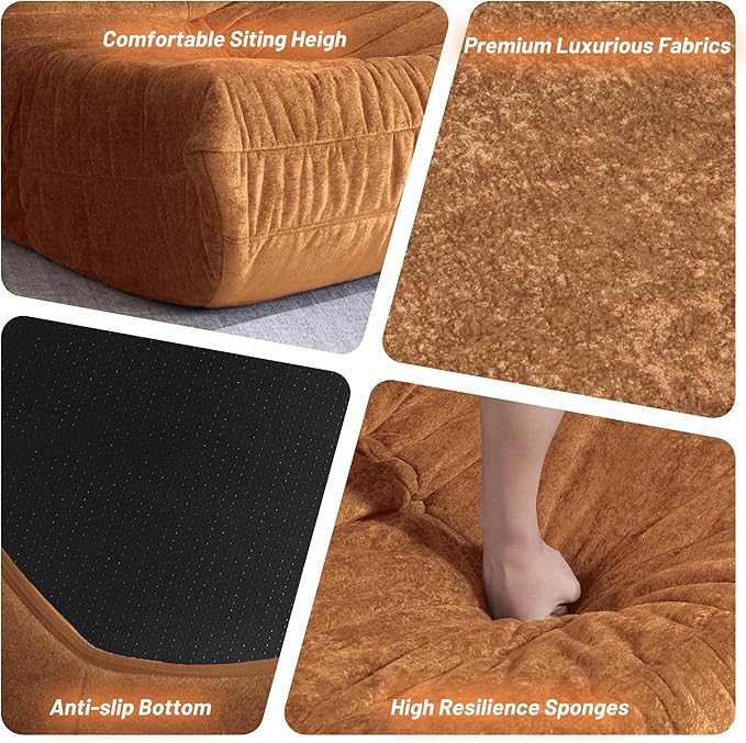 HABUTWAY Bean Bag Chair, Giant Bean Bag Chairs for Adults, Bean Bag Sofa with Filler Faux Fur, Memory Foam Bean Bag Couches Fireside Lazy Sofa for Living Room, Bedroom, Office (Brown)