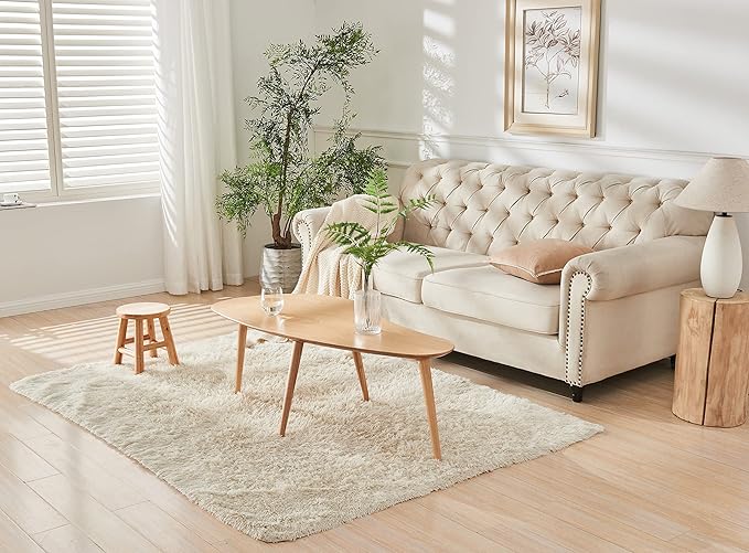 woJKod Solid Wood Table Desk, Coffee Table End Table Round for Kitchen Dining Room, Living Room, Bedroom and Restaurant, 4 Legs Removable-Natural