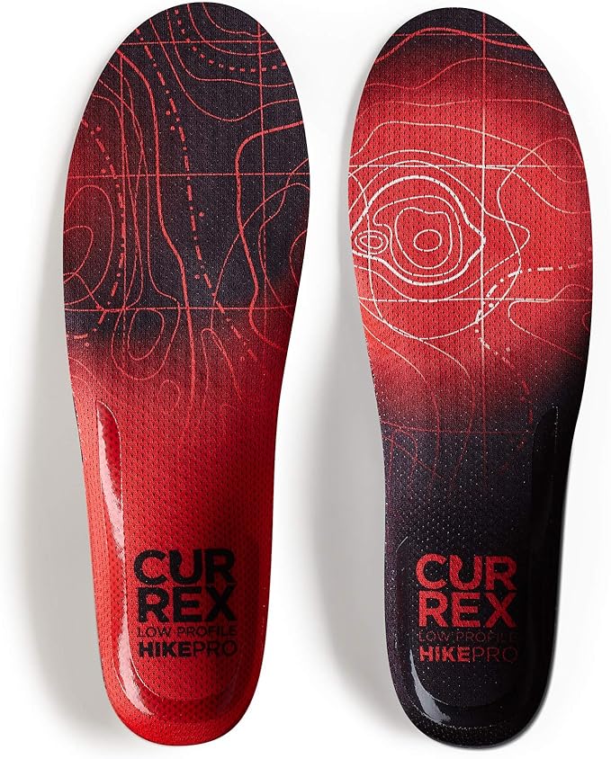 CURREX HikePro Insoles for Hiking Boots & Shoes – Shock Absorbing Inserts to Help Reduce Fatigue and Increase Performance – Anti-Slip Heel Surface for Stability – for Men & Women – Low Arch, Medium