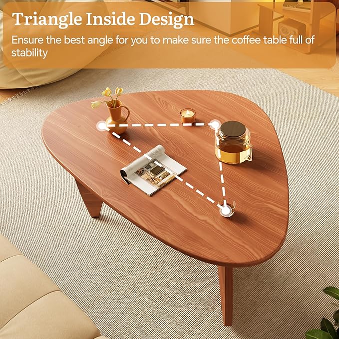LUCKIIA Coffee Tables Wood Small Farmhouse Coffee Table Mid-Century Modern Wood Center Table for Living Room, Walnut, 35 Inch