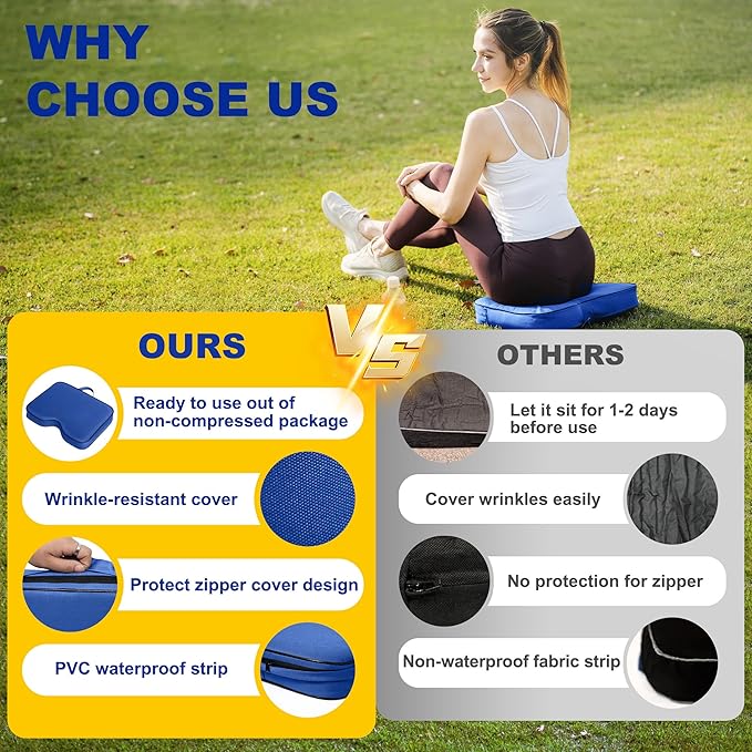 FASTMOMENT 2 Pcs Stadium Seat Cushions - Outdoor Seat Cushions for Bleachers Fashion & Portable Stadium Cushions with Decorative Strips Water-Repellent Stadium Seats for Outdoor Sports Events (Blue)