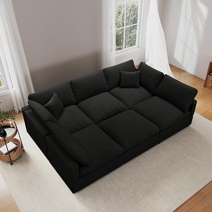 Modular Sectional Sofa Couch for Living Room, Convertible Upholstered Comfy Couches Deep Seat Sofa | Removable & Washable Cushion Covers, Filled with Down Cotton | Free Combination Sleeper Sofa Bed