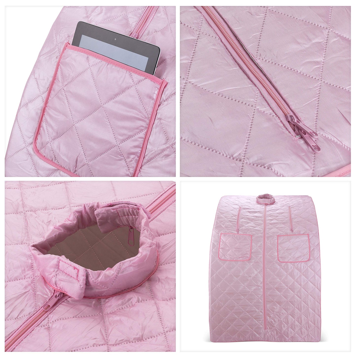 Durasage Oversized Portable Steam Sauna Spa for Home – 800W Steam Generator, 60-Minute Timer, Foldable Chair Included, Spacious Design, 1.5-Year Warranty (Light Pink)