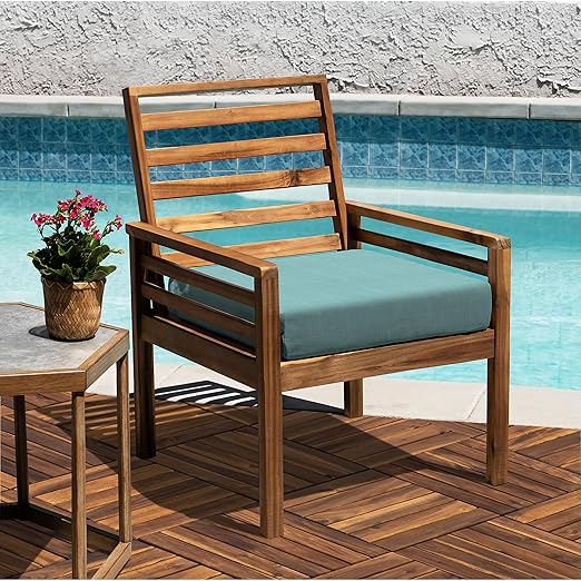 VICTORY RELAX Acacia Wood Decking Tiles 27PCS - Easy Snap Interlocking Deck Tiles for Patio Poolside Balcony Decor - All Weather Waterproof Flooring for Indoor & Outdoor (Round Joints)