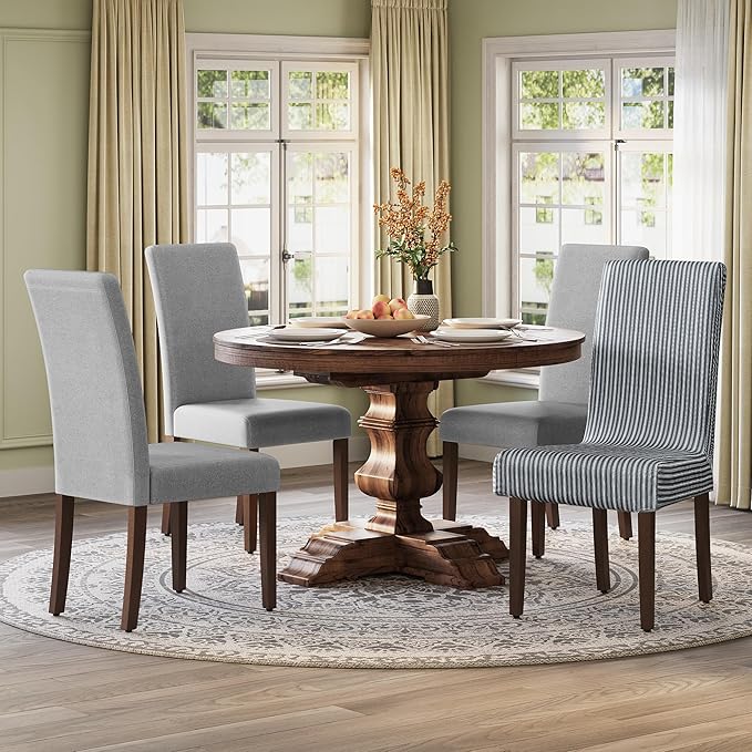 VASAGLE Dining Chairs, Parsons Chairs with Removable Fabric Cover, High Back, for Dining Room Kitchen, Set of 4, Thick Seat, 22.8 x 18.9 x 39.4 Inches, Dove Gray UKDC152G14
