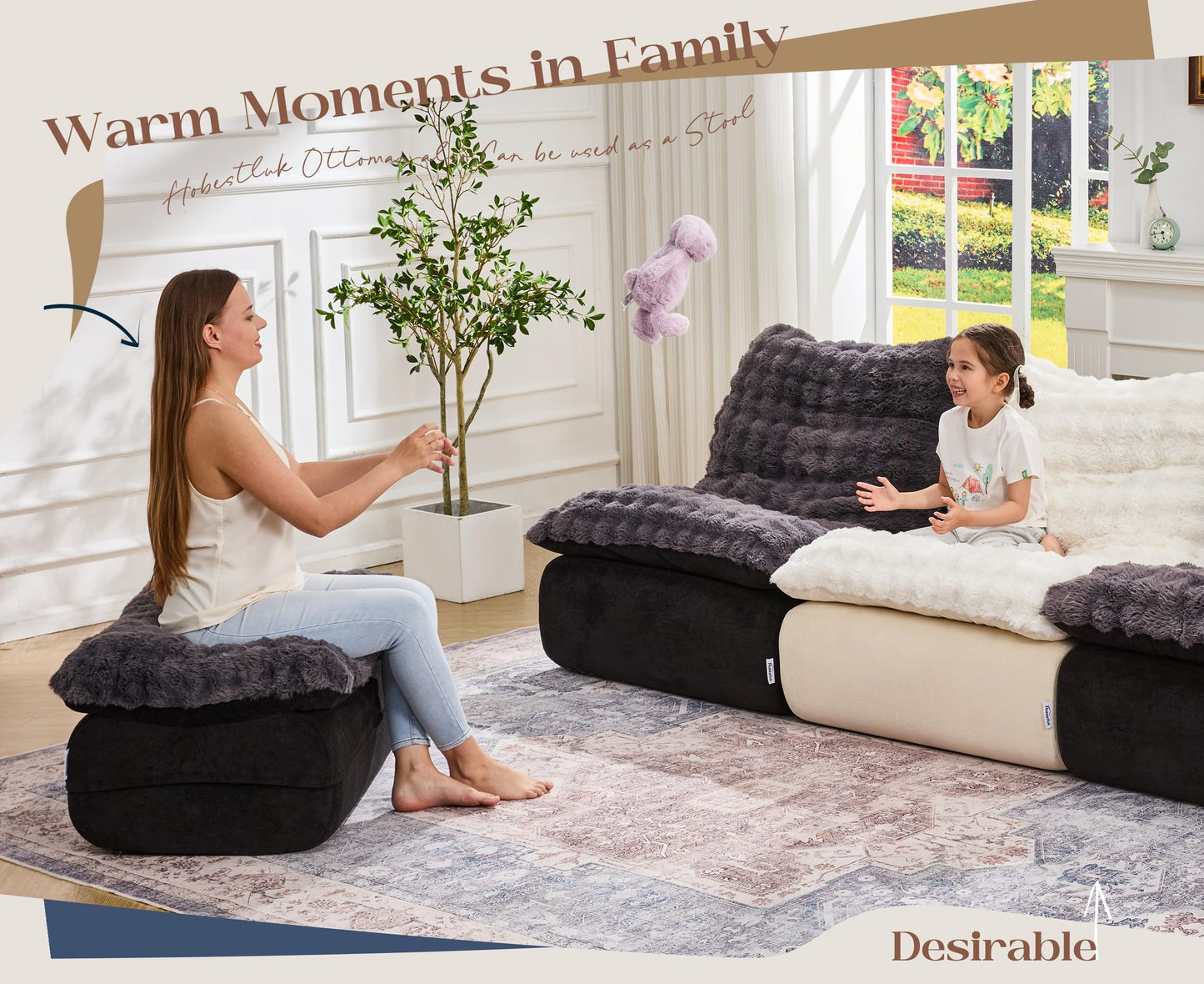 Hobestluk Sofa Couch Foam Sofa for Small Spaces Comfy Sofas with footrest Couch Recliner Small Sofas for Living Room, Bedroom, Apartment (Dark Grey)