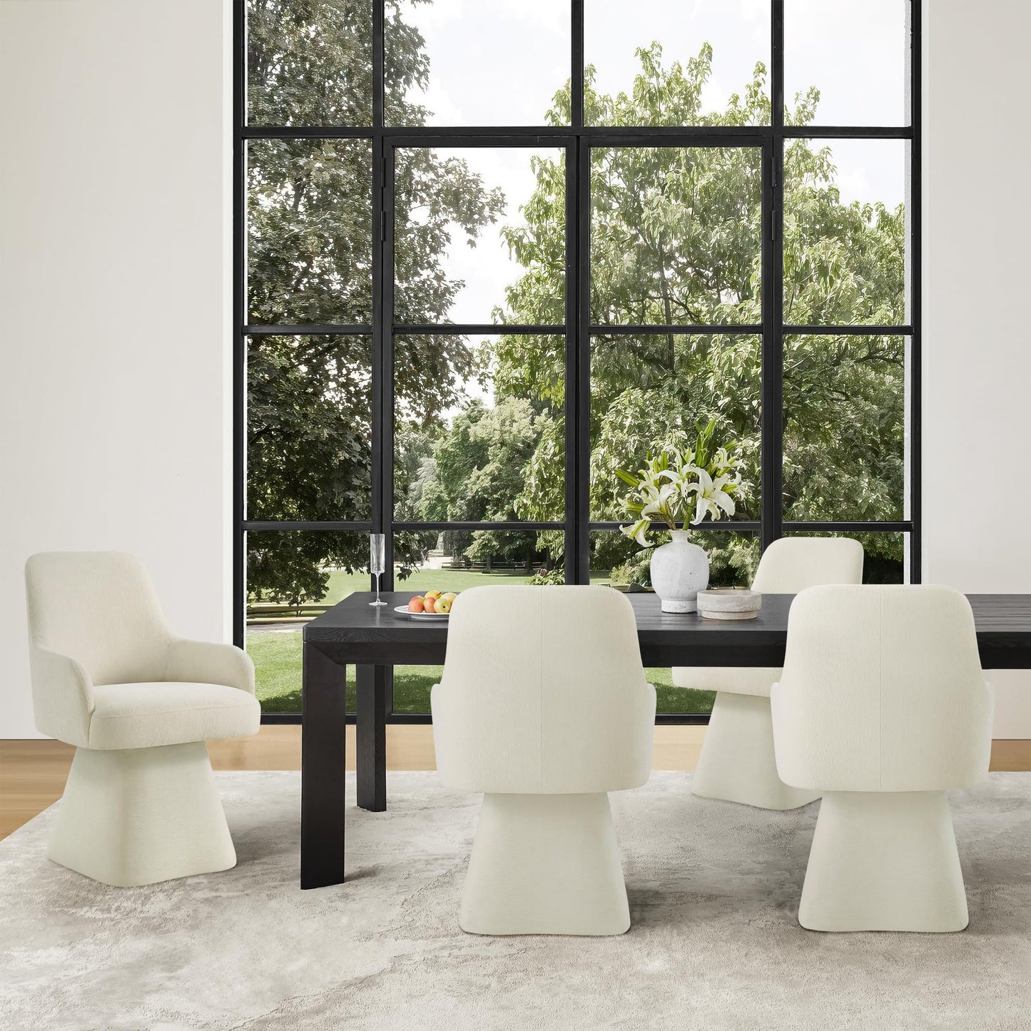 KISLOT Swivel Dining Chair Set of 1, Mid Century Modern Chair Fabric Upholstered Armchair with Armrest & Ergonomic Backrest for Dining Room, Kitchen, Bedroom, Living Room, Beige