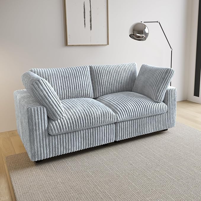 Modular Sectional Sofa/ 78inch Cloud Couches for Living Room/Soft Faux Rabbit Fur Love Seat,2 Seater Wide Convertible Sofa,Covers Washable&Replaceable,Grey