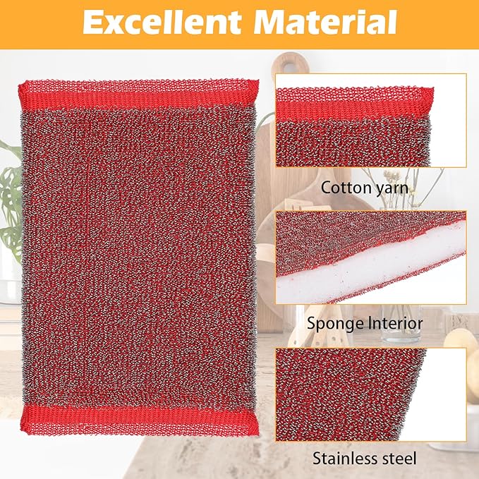 30 Pack Steel Scrub Sponges for Dishes – Heavy Duty Non-Scratch Scouring Pads for Pots, Pans & Hard Surfaces – Multi-Use Metal Dish Scrubber (Multicolored)