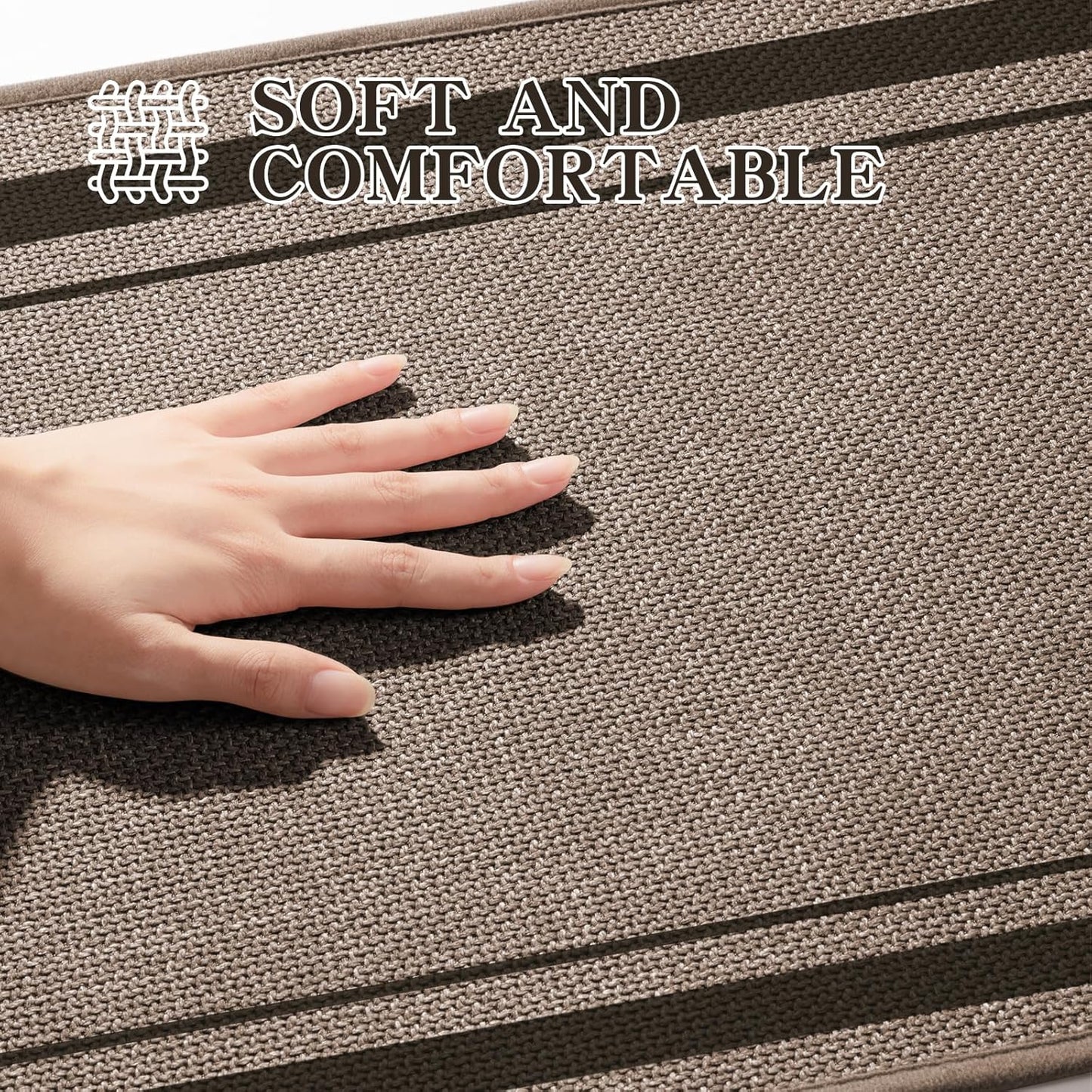 chakme Bathroom Rugs Mat U-Shaped 24x17, Ultra Thin Non Slip Bath Mat Small Quick Dry Absorbent Bath Mat for Bathroom Floor, (Dark Beige, U-24"x17")